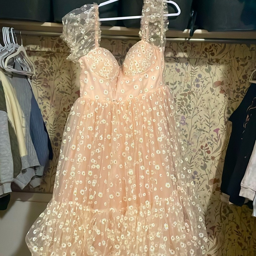 Pink daisy Ava Gowns spring lace up corset back dress in size 18W